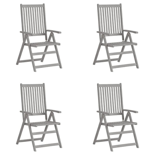 Garden Chair | Set of 4 | Grey | Solid Acacia Wood | Standard | Foldable