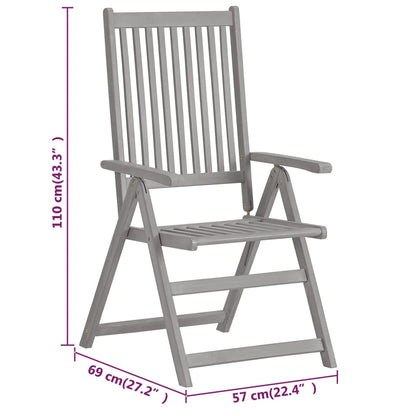 Garden Chair | Set of 6 | Grey | Solid Acacia Wood | Standard | Foldable