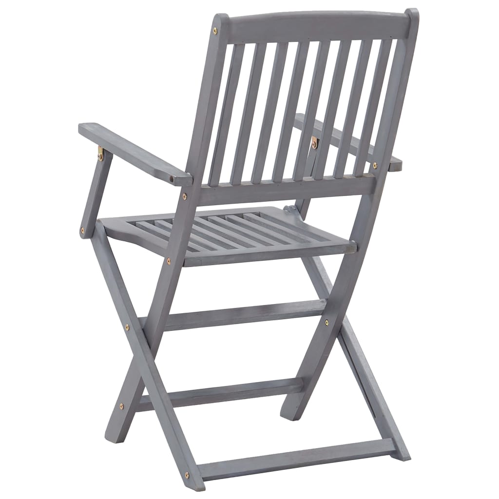Outdoor Chair | Set of 6 | Grey | Solid Acacia wood | Standard | Foldable
