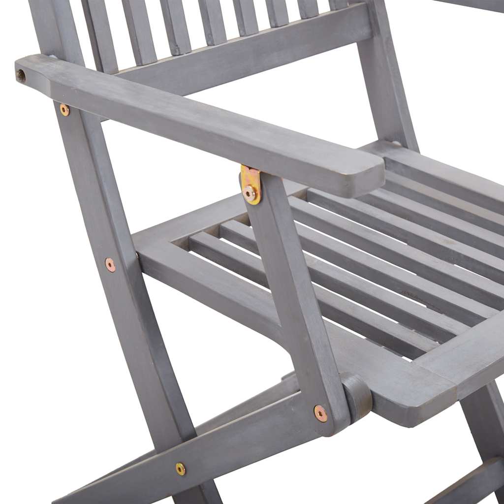 Outdoor Chair | Set of 6 | Grey | Solid Acacia wood | Standard | Foldable
