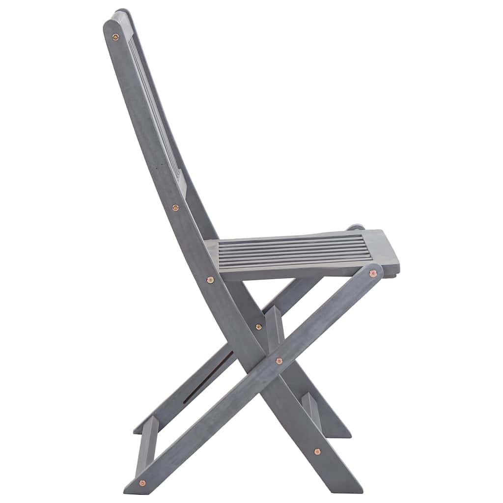 Outdoor Chair | Set of 6 | Grey | Solid Acacia Wood | Medium | Foldable