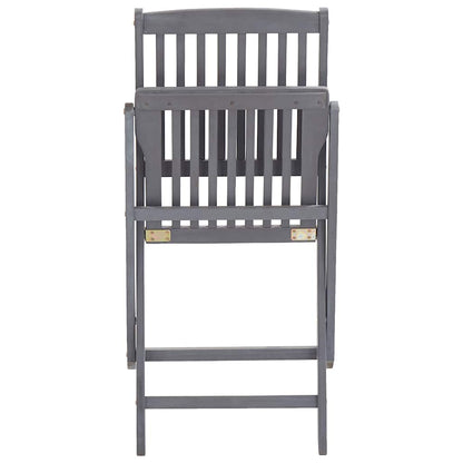 Outdoor Chair | Set of 6 | Grey | Solid Acacia Wood | Medium | Foldable