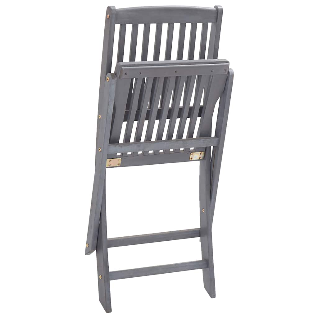 Outdoor Chair | Set of 6 | Grey | Solid Acacia Wood | Medium | Foldable
