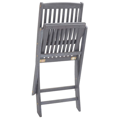 Outdoor Chair | Set of 6 | Grey | Solid Acacia Wood | Medium | Foldable