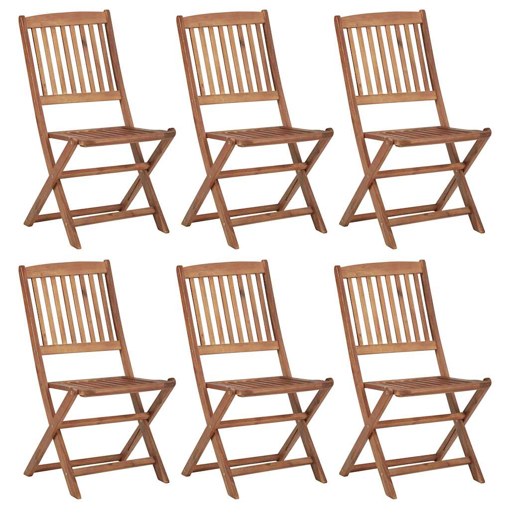 Garden Chair | Set of 6 | Natural wood | Solid acacia wood | Large