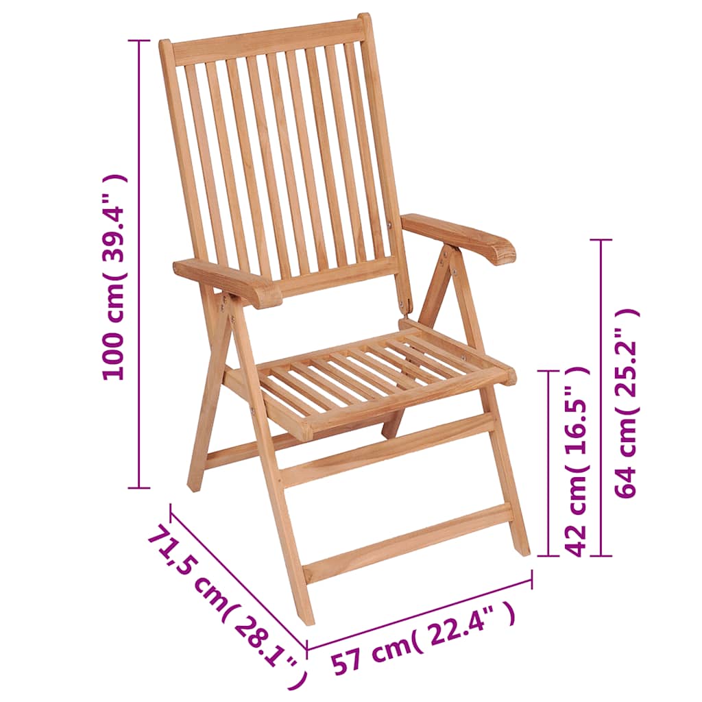Garden Chair | Set of 6 | Teak | Solid teak wood | Foldable