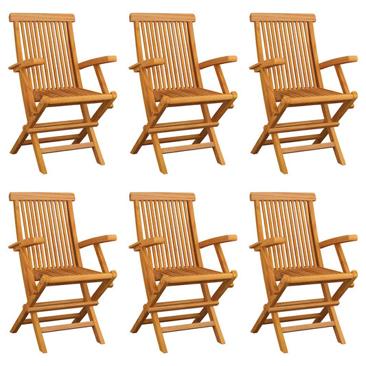 Folding Chairs 6 pcs Solid Teak Wood