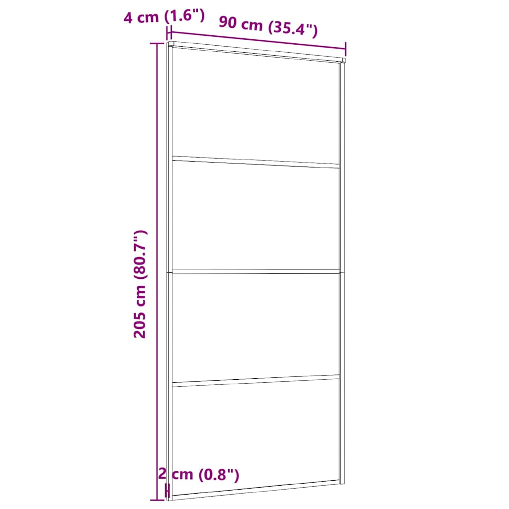 149480 vidaXL Sliding Door Aluminium and ESG Glass 90x205 cm Black
