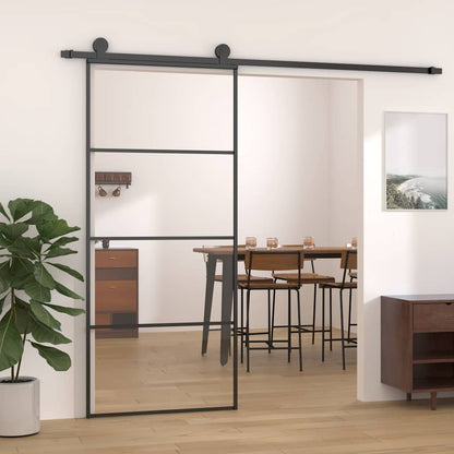 149480 vidaXL Sliding Door Aluminium and ESG Glass 90x205 cm Black