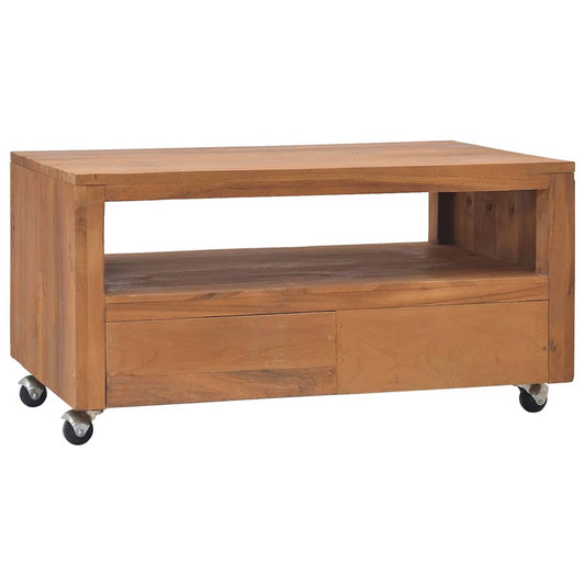 326130 vidaXL TV Cabinet with Wheels 80x50x42 cm Solid Teak Wood