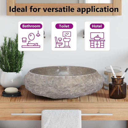 149158 vidaXL Sink Grey Ø40x12 cm Marble