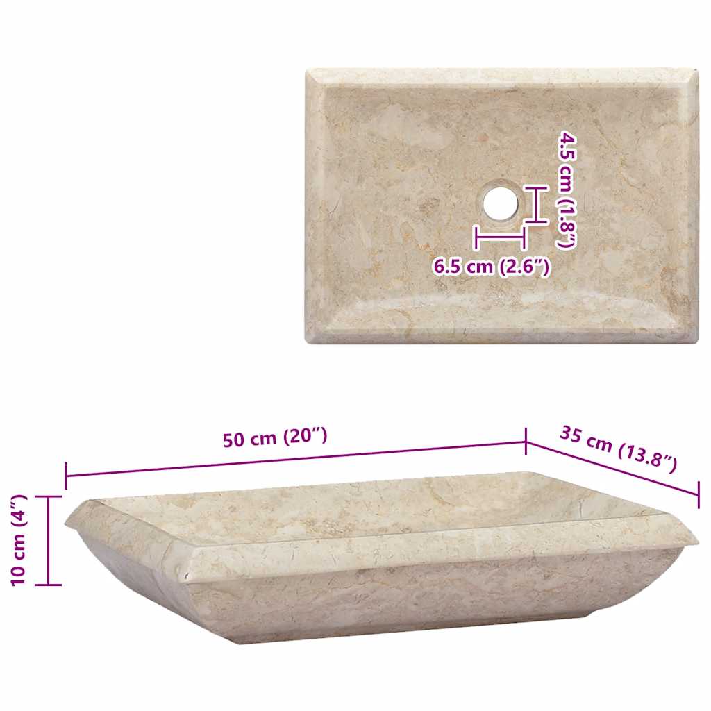 Sink Cream 50x35x10 cm Marble