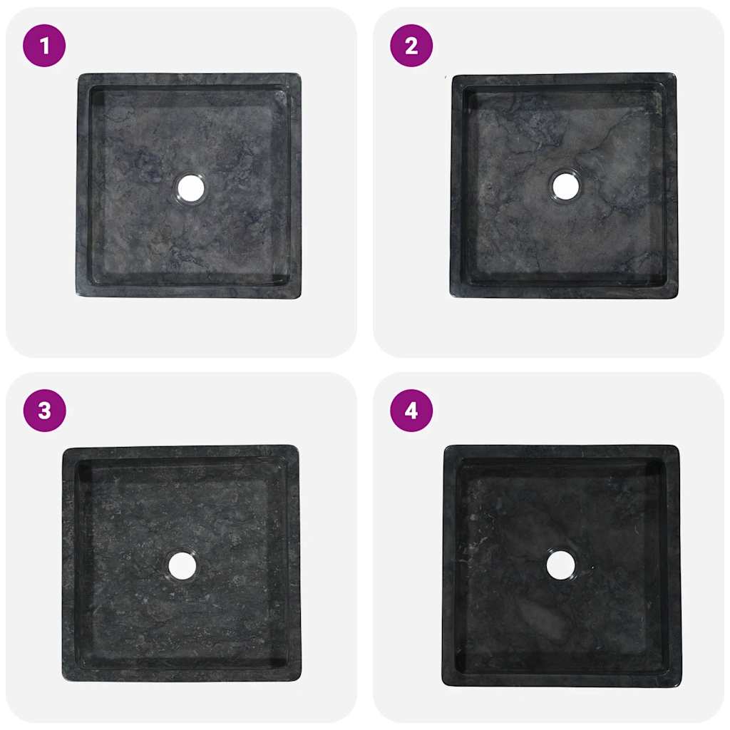Sink Black 40x40x10 cm Marble