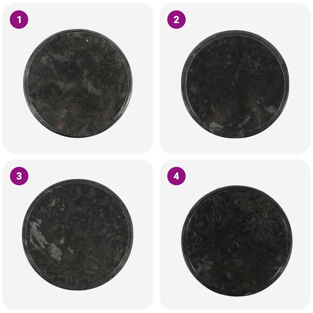 Table Top | Black | Marble | Ø40x2.5 cm | Durable | Table Top | Round