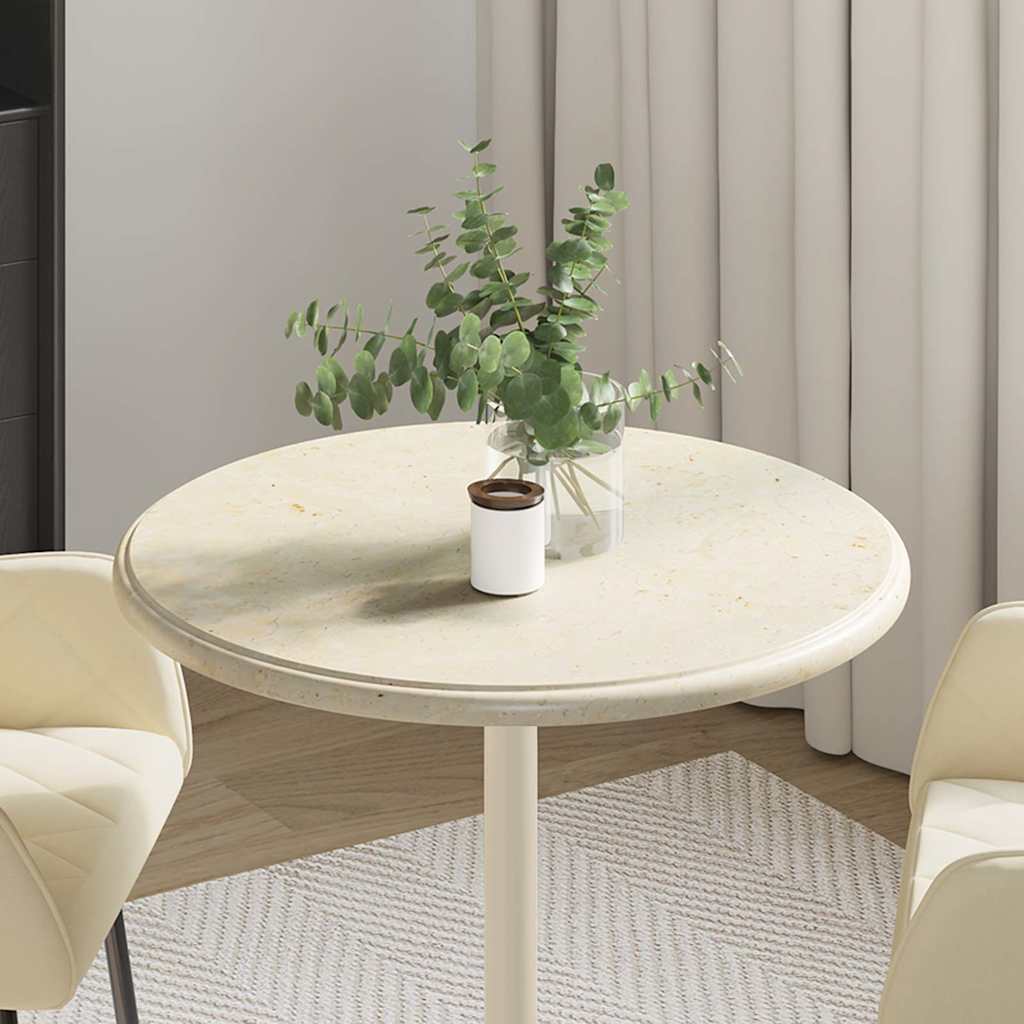 Table Top | Cream | Marble | 60 x 2.5 cm | Durable | Table Top | Circular