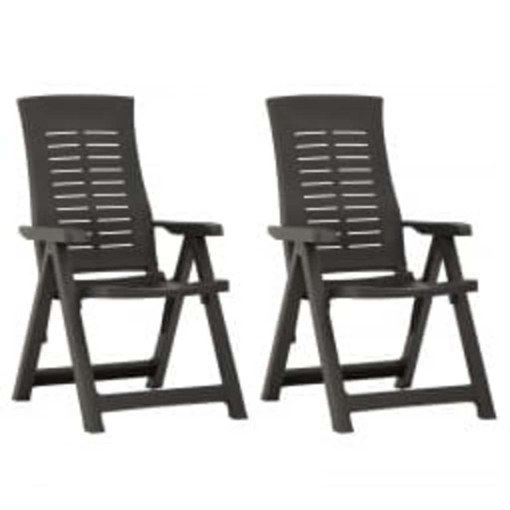 Reclining Folding Chairs 2 pcs Plastic Anthracite