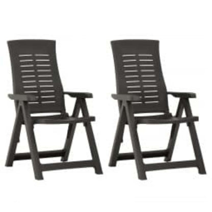 Reclining Folding Chairs 2 pcs Plastic Anthracite