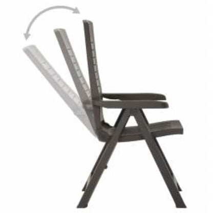 Reclining Folding Chairs 2 pcs Plastic Anthracite