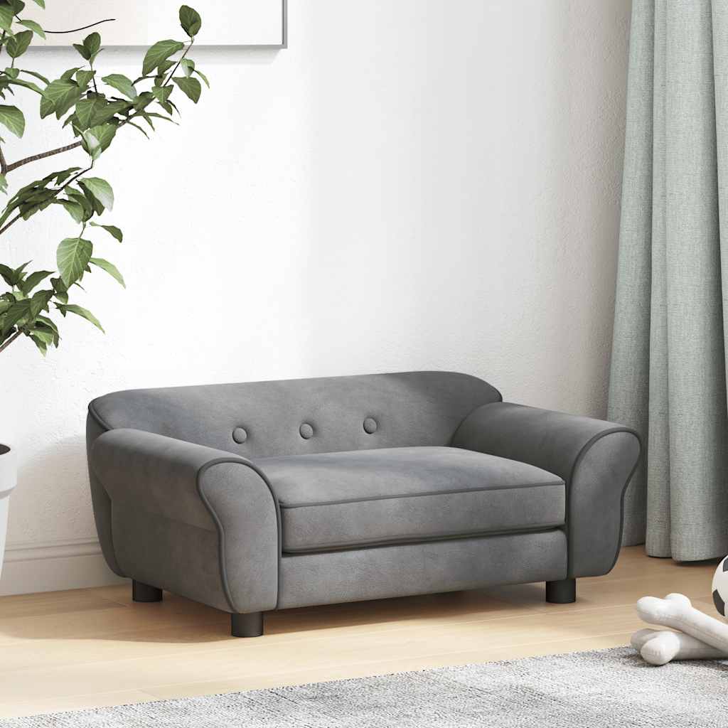 171039 vidaXL Dog Sofa Dark Grey 72x45x30 cm Plush