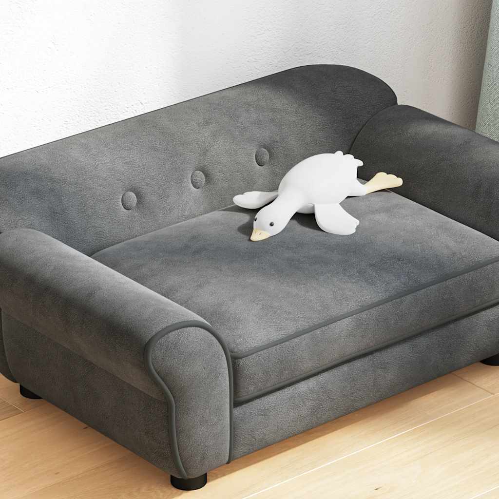 171039 vidaXL Dog Sofa Dark Grey 72x45x30 cm Plush