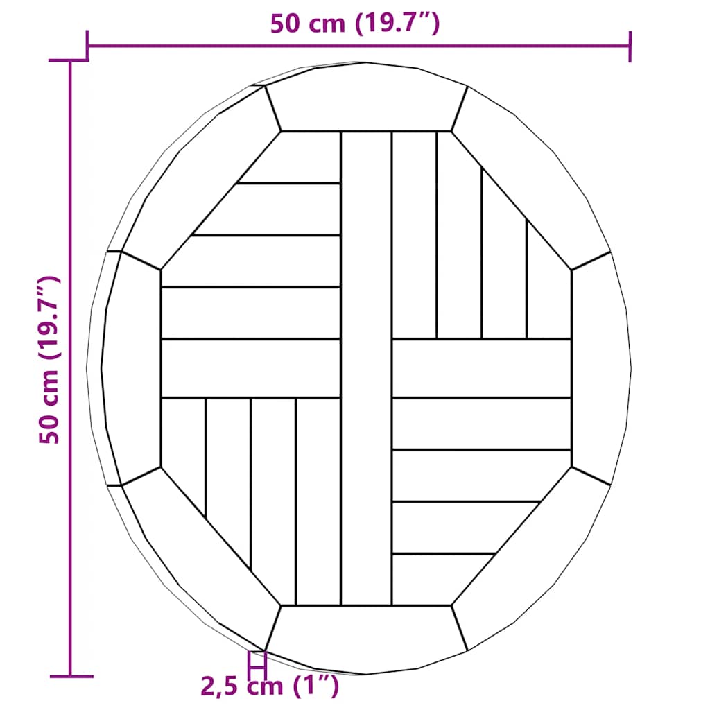 Table Top | Natural Teak | Fine sanded teak hardwood | 50 cm Diameter