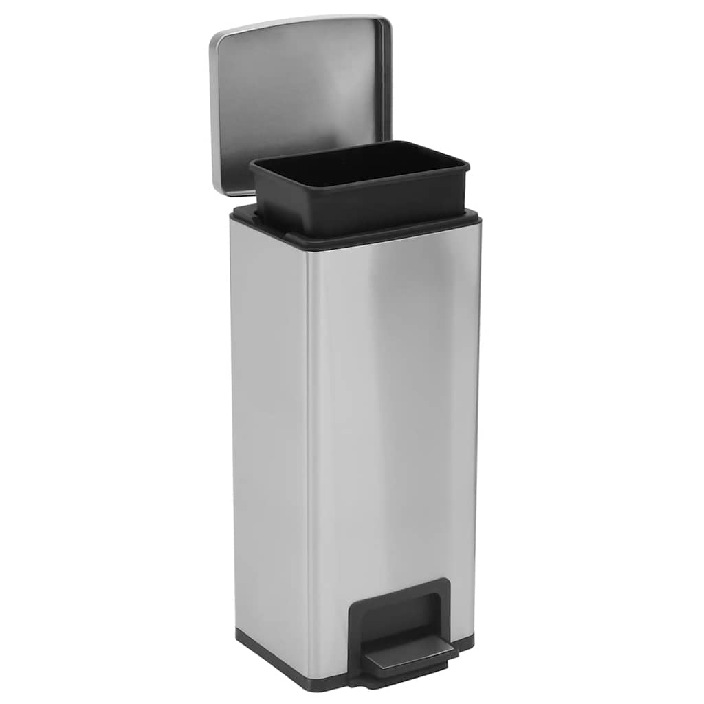 Dustbin with Pedal Anti-fingerprint 30L Silver Stainless Steel
