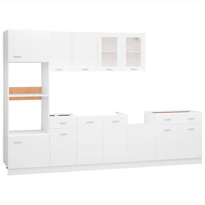 7 Piece Kitchen Cabinet Set Lyon White Engineered Wood