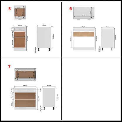 7 Piece Kitchen Cabinet Set Lyon White Engineered Wood