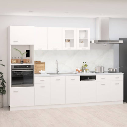 7 Piece Kitchen Cabinet Set Lyon White Engineered Wood