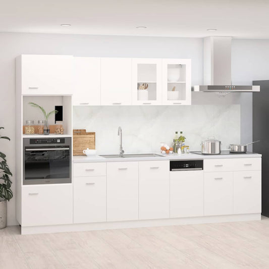 7 Piece Kitchen Cabinet Set Lyon White Engineered Wood