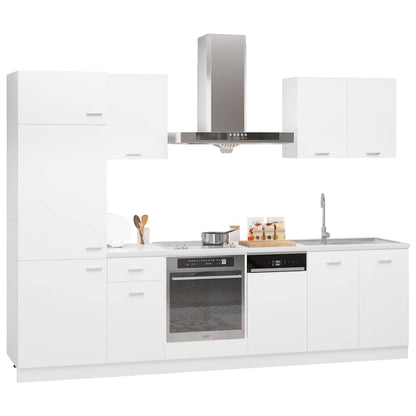 7 Piece Kitchen Cabinet Set Lyon White Engineered Wood
