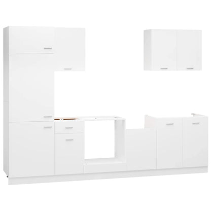 7 Piece Kitchen Cabinet Set Lyon White Engineered Wood
