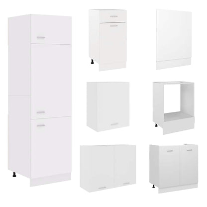 7 Piece Kitchen Cabinet Set Lyon White Engineered Wood