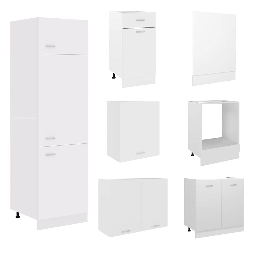 7 Piece Kitchen Cabinet Set Lyon" White Engineered Wood