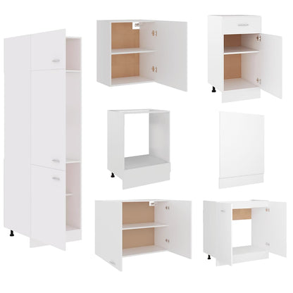 7 Piece Kitchen Cabinet Set Lyon White Engineered Wood
