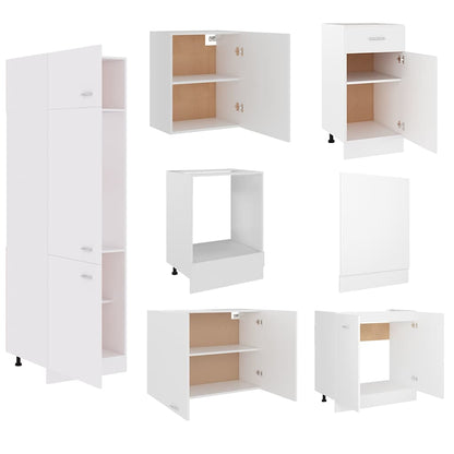 7 Piece Kitchen Cabinet Set Lyon" White Engineered Wood