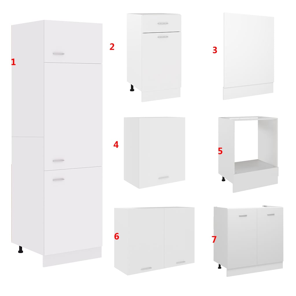 7 Piece Kitchen Cabinet Set Lyon White Engineered Wood