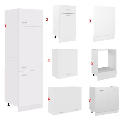 7 Piece Kitchen Cabinet Set Lyon White Engineered Wood