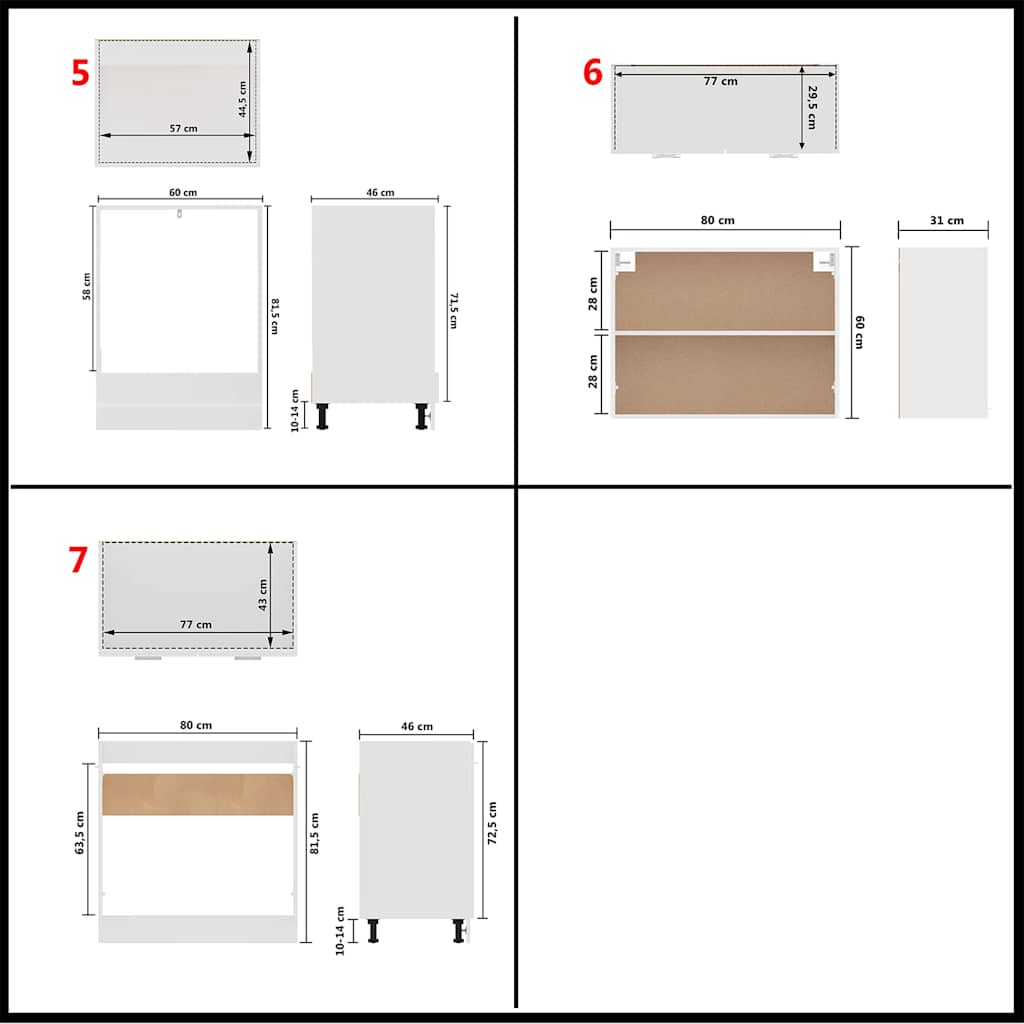 7 Piece Kitchen Cabinet Set Lyon White Engineered Wood
