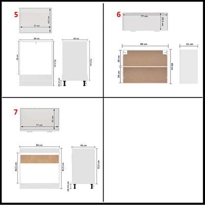 7 Piece Kitchen Cabinet Set Lyon White Engineered Wood