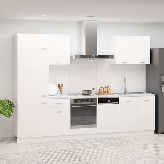 7 Piece Kitchen Cabinet Set Lyon" White Engineered Wood
