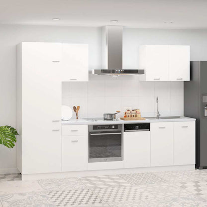 7 Piece Kitchen Cabinet Set Lyon White Engineered Wood