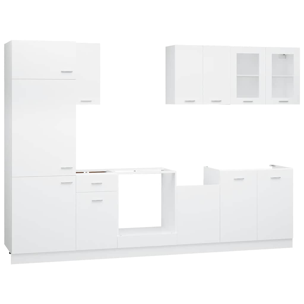 8 Piece Kitchen Cabinet Set Lyon White Engineered Wood