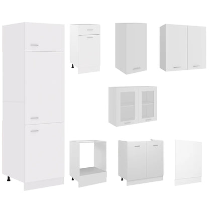 8 Piece Kitchen Cabinet Set Lyon White Engineered Wood
