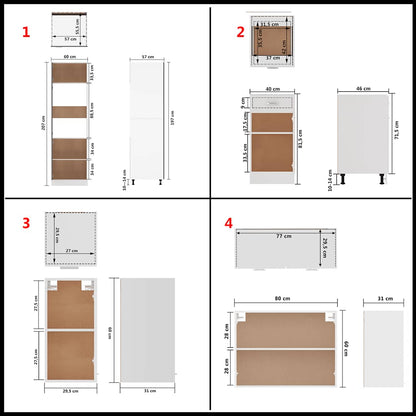 8 Piece Kitchen Cabinet Set Lyon White Engineered Wood