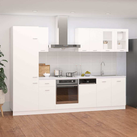 8 Piece Kitchen Cabinet Set Lyon White Engineered Wood
