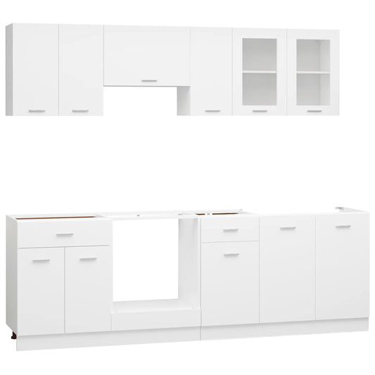 8 Piece Kitchen Cabinet Set Lyon White Engineered Wood