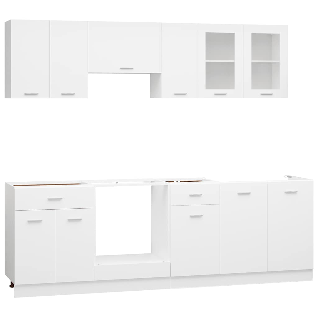 8 Piece Kitchen Cabinet Set Lyon White Engineered Wood