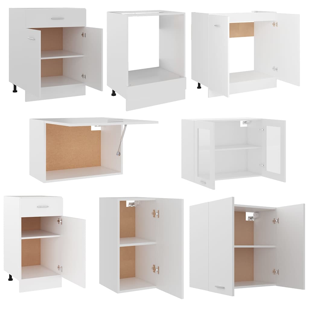 8 Piece Kitchen Cabinet Set Lyon White Engineered Wood