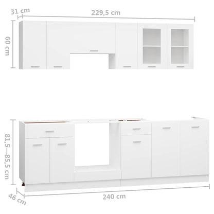 8 Piece Kitchen Cabinet Set Lyon White Engineered Wood